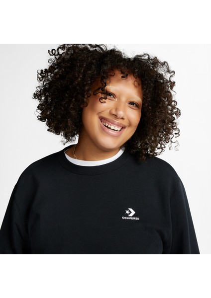 Go-To Embroidered Star Chevron Crew Unisex Siyah Sweatshirt fırsatları