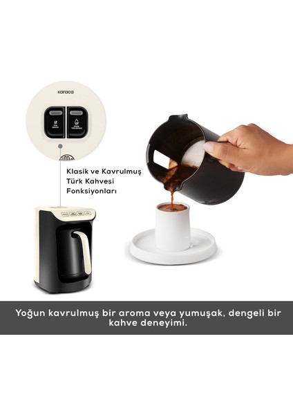 Hatır Köz Türk Kahve Makinesi Krem 5 Fincan Kapasiteli Bol Köpüklü