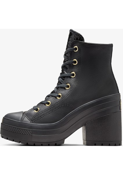 Chuck 70 De Luxe Heel Unisex Siyah Deri Platform Sneaker