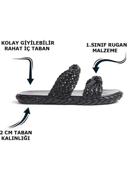 Siyah Parlak Rugan Çift Şeritli Alçak Topuklu Kadın Abiye Yazlık Günlük Terlik Sandalet fiyatları