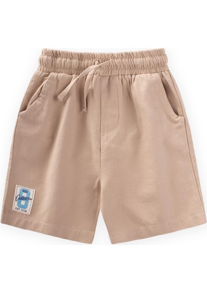 Etiket Detaylı Flanel Kapri 1-7 Yaş Vizon
