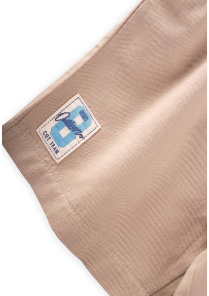 Etiket Detaylı Flanel Kapri 1-7 Yaş Vizon