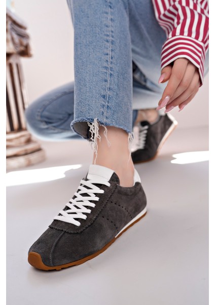 Lizbon Model Hakiki Deri Gri Süet Bağcıklı Günlük Kadın Sneakers fiyatları