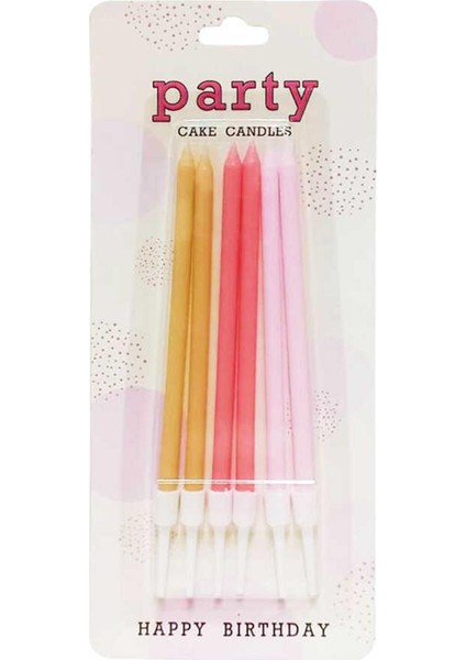 Retro Pembe Tonları Karışık Renk Mum Pasta Mumları 6lı Paket fiyatları