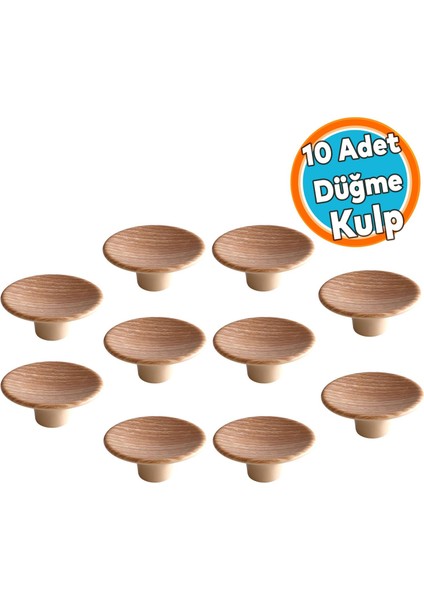 İç Bükey Kulp Açık Ceviz Renk Mobilya Mutfak Dolap Dolabı Çekmece Kulpu Kulbu Tek Vidalı Plastik 10 Adet