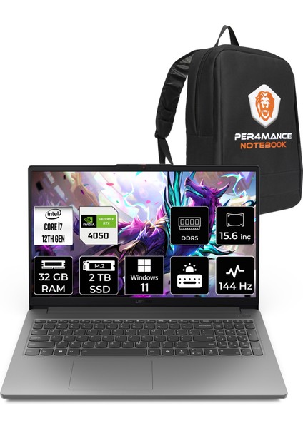 Loq Intel Core I7 12650HX 32GB 2tb SSD RTX4050/6GB 15.6" Fhd 144HzWindows 11 Pro Taşınabilir Bilgisayar & Per4 Çanta 83LK002VTRP399