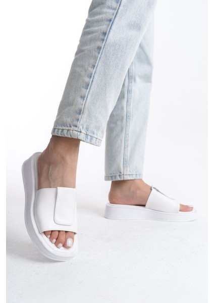 Yüksek Yandan Tokalı Çapraz Şeritli Cilt Yazlık Kadın Dolgu Taban Terlik Sandalet Ayakkabı fiyatları