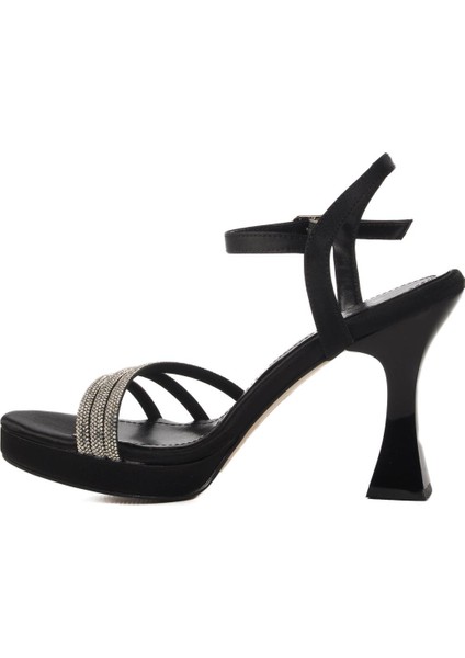 448186 Z Siyah Saten Taşlı Kadın Topuklu Ayakkabı Düğün Nişan Ayakkabısı fiyatları