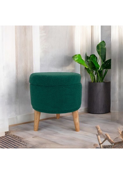 Yeşil Teddy Kumaş Çay Seti Ikili Koltuk Berjer ve Sandık Puf Takımı (Salon, Balkon, Ofis) 3'lü Takım