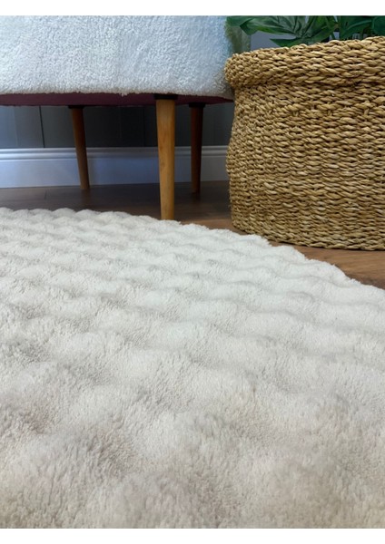 Bubble Tavşan Yuvarlak Post Yumuşacık Tavşan Tüyü Kaymaz Yıkanabilir Kum Beji modelleri