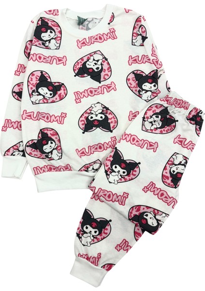 Kız Çocuk Pamuklu Mevsimlik Beyaz Kuromi Desen Uzun Kollu Pijama Takımı fiyatları