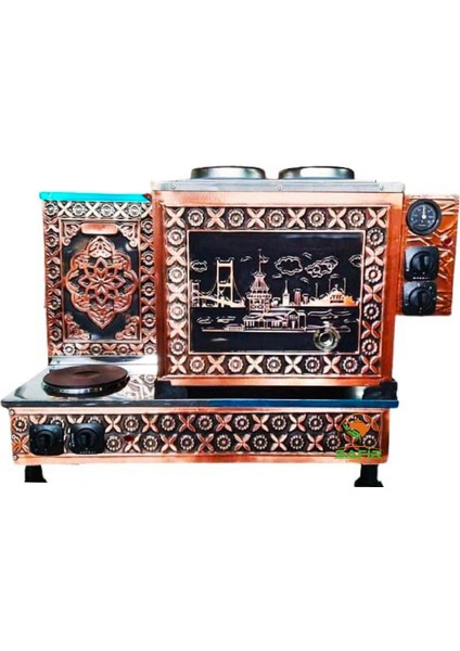 2 Demlikli Istanbul Bogaziçi Model Tüplü Bakır Tam Otomatik Çay Kazanı Çay Semaveri Çay Ocağı Ets Sistemli Çay Makinesi