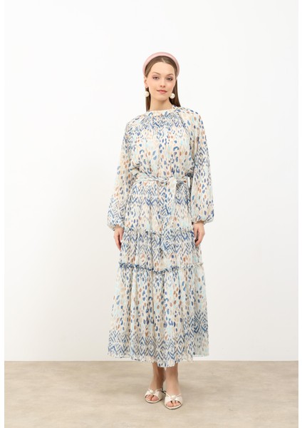 Desenli Elbise Indigo
