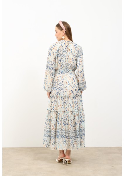 Desenli Elbise Indigo