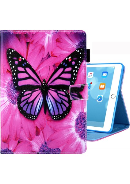 iPad 10.2 Için 2021/2020/2019 Renkli Çizim Desen Yatay Çevirme Deri Kılıf Tutucu ve Kart Yuvaları ve Fotoğraf Çerçevesi (Yurt Dışından)