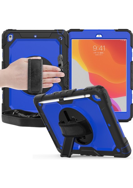 iPad 10.2 Için Darbeye Dayanıklı Renkli Silika G + Pc Koruyucu Kılıf, Tutucu ve Omuz Askısı ve El Kayışı ve Kalem Yuvası (Yurt Dışından) indirimleri