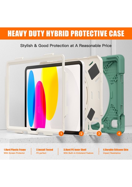 iPad 10. Nesil 10.9 2022 Için Ağır Hizmet Tipi Sağlam Tablet Kılıfı (Yurt Dışından) fırsatları