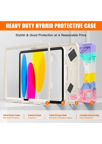 iPad 10. Nesil 10.9 2022 Için Ağır Hizmet Tipi Sağlam Tablet Kılıfı (Yurt Dışından) fırsatları