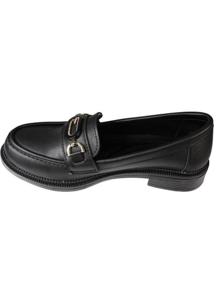 Yazkış Kadın Siyah Ten Cilt Üzeri Oval Taşlı Oxford Babet Ayakkabı modelleri