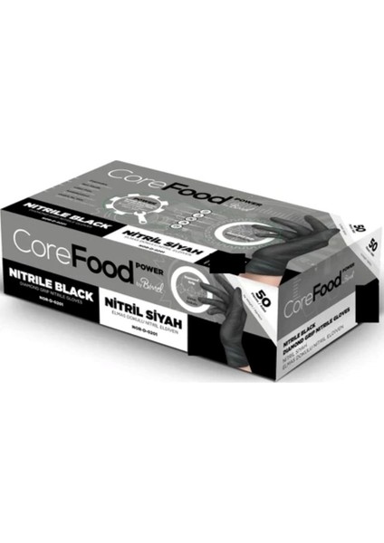 Corefood Nitril Siyah Eldiven 50(Adet)