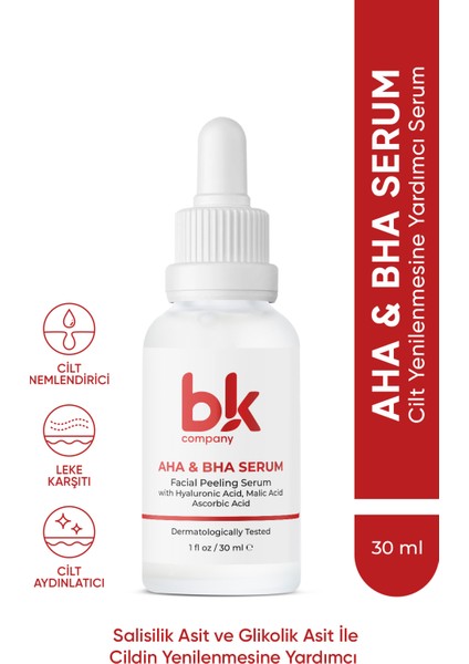 Canlandırıcı ve Cilt Tonu Eşitleyicı Yüz Peeling Serum 30 ml (Aha 10% + Bha 2%)