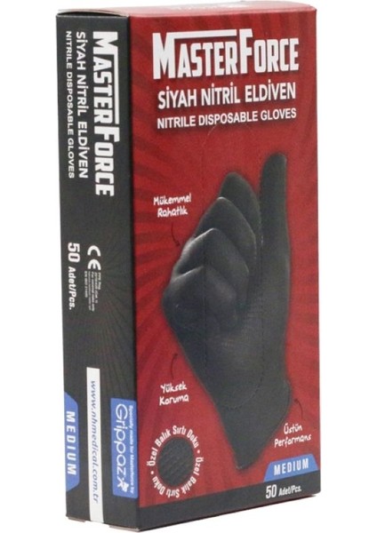 Masterforce Siyah Nitril Eldiven 50(Adet)