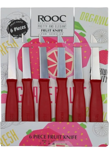 6 Adet Meyve Bıçağı Lazer Kesim Bordo Bıçak Meyve Bıçak