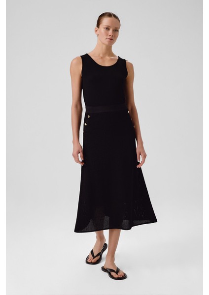 Siyah Fileli Midi Boy Etek