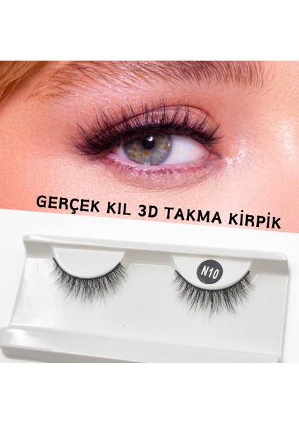 Doğal Görünümlü Gerçek Kıl Tam Boy İpek Takma Kirpik (1 Çift) - Mink Eyelash No: N10