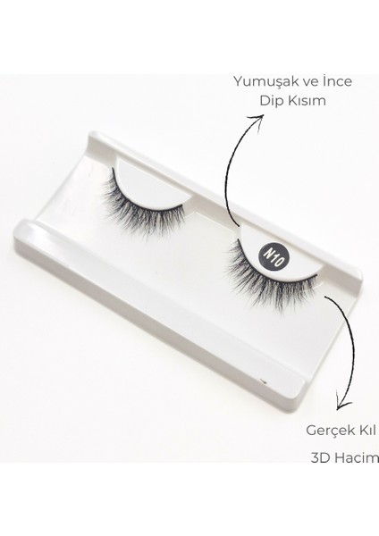Doğal Görünümlü Gerçek Kıl Tam Boy İpek Takma Kirpik (1 Çift) - Mink Eyelash No: N10