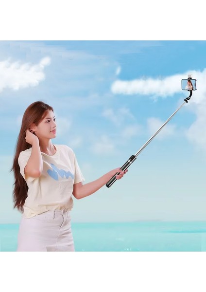 Kumandalı Selfie+Masaüstü Tripod Yüksekliği Ayarlanabilir 170 cm Işıklı Tripod R1S-L