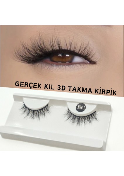 Doğal Görünümlü Gerçek Kıl Tam Boy İpek Takma Kirpik (1 Çift) - Mink Eyelash No: N06-2