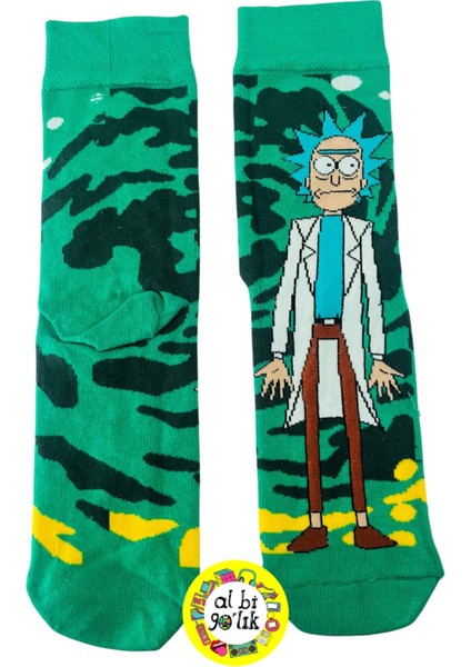Al Bi 90'lık Rıck & Morty Çizgi Film Temalı 2 Çift Pamuklu Çorap