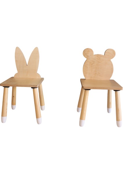 Wood&joy Doğal Ahşap Düz Etkinlik Masası, Çalışma Masası + 2 Sandalye Seti modelleri