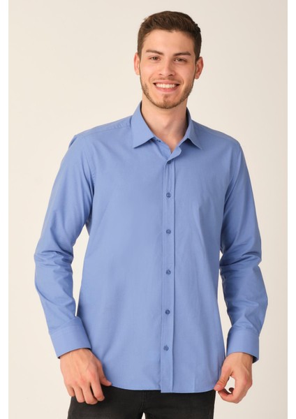 Slim Fit Klasik Gömlek Mavi (E19-032104) L