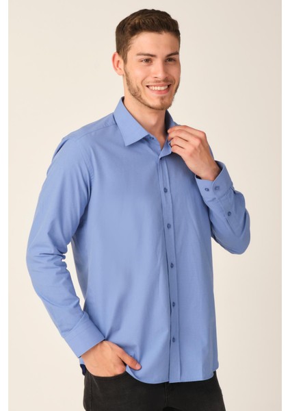 Slim Fit Klasik Gömlek Mavi (E19-032104) L