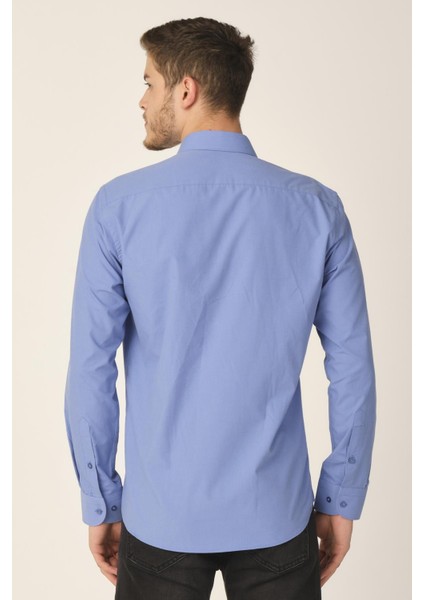Slim Fit Klasik Gömlek Mavi (E19-032104) L