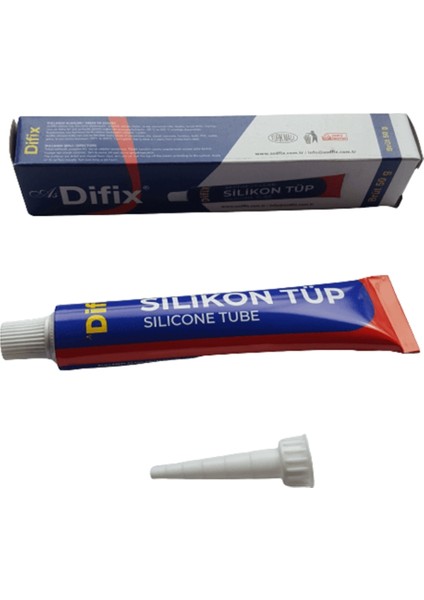 Difix | Silikon Tüp, 50 Gr, Şeffaf Suya ve Isıya Dayanıklı, Çok Amaçlı Yapıştırıcı
