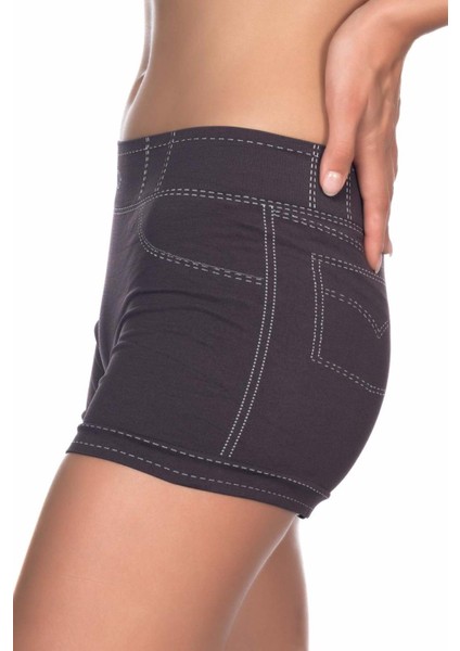 3802 Dikişsiz Kot Desen Kısa Boxer Şort