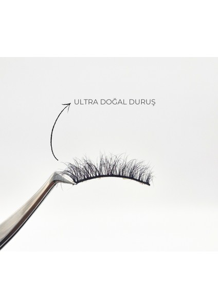 Doğal Görünümlü Gerçek Kıl Tam Boy İpek Takma Kirpik (1 Çift) - Mink Eyelash No: N8