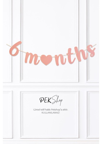 Pembe 6 Months Banner Duvar Süsü 6 Aylık Yarım Yaş Parti Süsleri