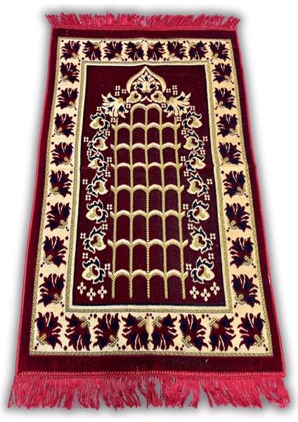 Osmanlı Revaklı Bordo Dokuma Kalın Seccade