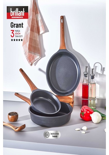 Decorev Granit İndüksiyon Taban 3 Parça Granit Tava Seti 20 / 24/ 28 cm