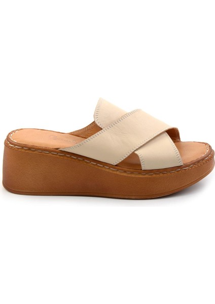 Bej Leather Kadın Terlik K04331126303