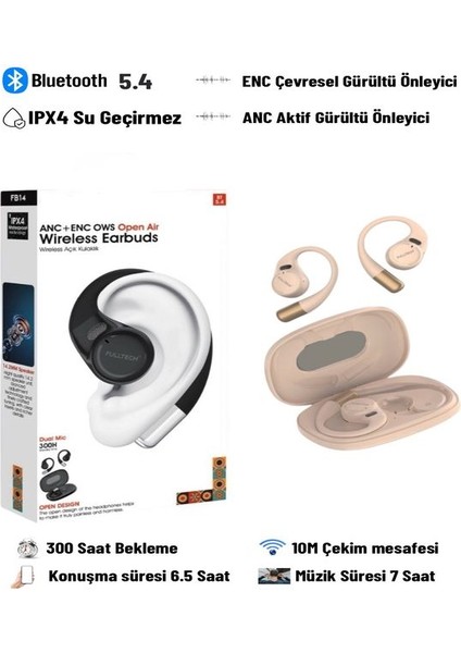 Fb-14 Ipx4 Su Geçirmez Anc - Enc Gürültü Önleyici Kablosuz Airpods 5.4 Bluetooth Dokunmatik Kulaklık
