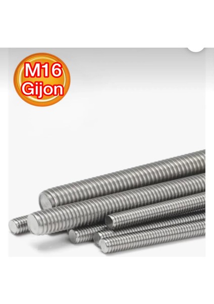 M16X1000 mm Saplama Galvanizli Gijon Rot Tij Başsız Cıvata