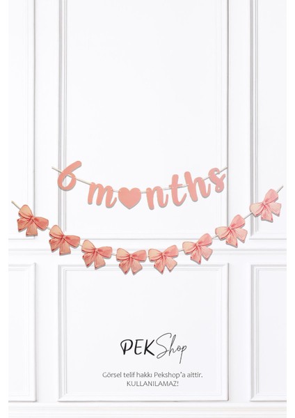 Pembe 6 Months ve Fiyonklar Banner Seti 6 Aylık Yarım Yaş Parti Süsleri Seti
