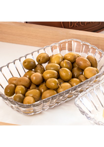 0126 Maral 2'li Cam Kahvaltılık Tabak Seti - 18 x 11, 5 cm Zeytin Peynir Sunumluk