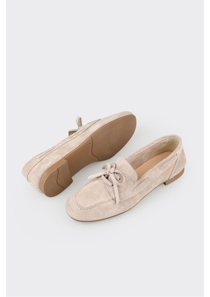 Bej Deri Kadın Günlük Ayakkabı modelleri