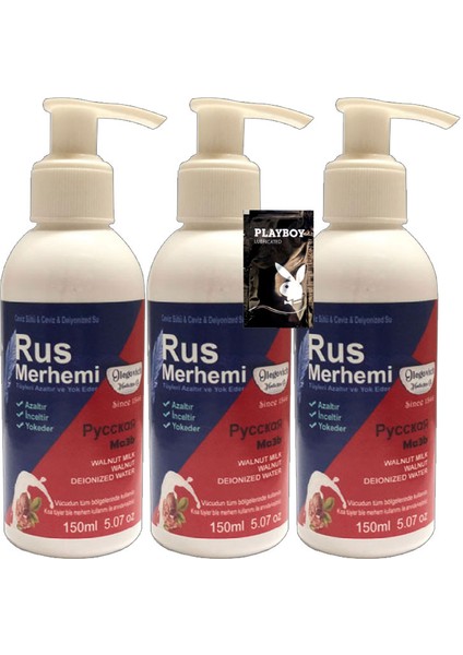 Blue Tüylere Krem 3 Adet x 150 ml Cevizli & Ceviz Sütlü Rus Merhemi - Hediye Jel